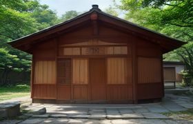 老人与孙子在院子里低声说话，温馨隔代亲情场景